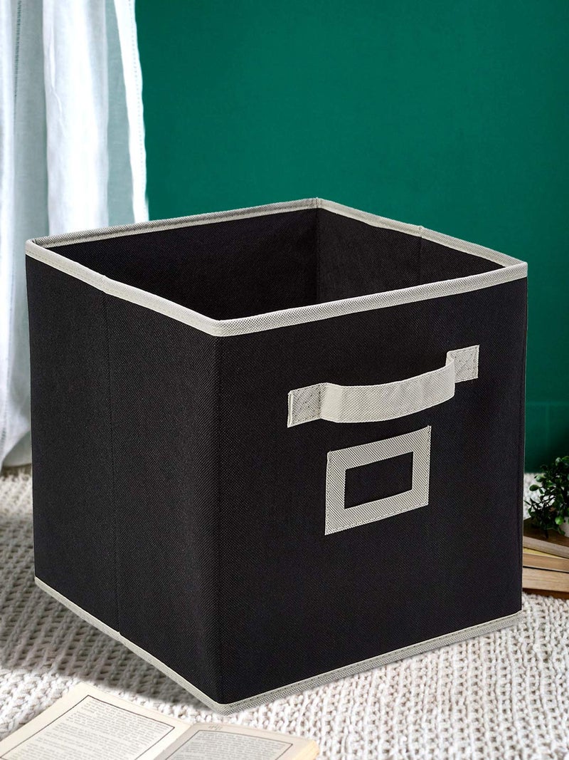 Kuber Industries Kuber Industries KUBMART1782 Non Woven Fabric Foldable Storage Cube Toy, Books, Shoes Storage Box with Handle (Black, Extra Large)  - Image 1