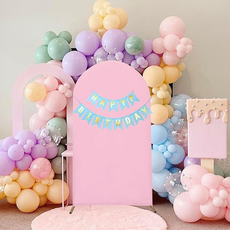 Maiangel 7.2FT Wedding Arch Cover Spandex Fitted Stretchy Arch Stand Covers,2-Sided Round Top Chiara Backdrop Cover for Party Birthday Ceremony Banquet Baby Shower Banquet Arch Decoration(Pink) - Image 3