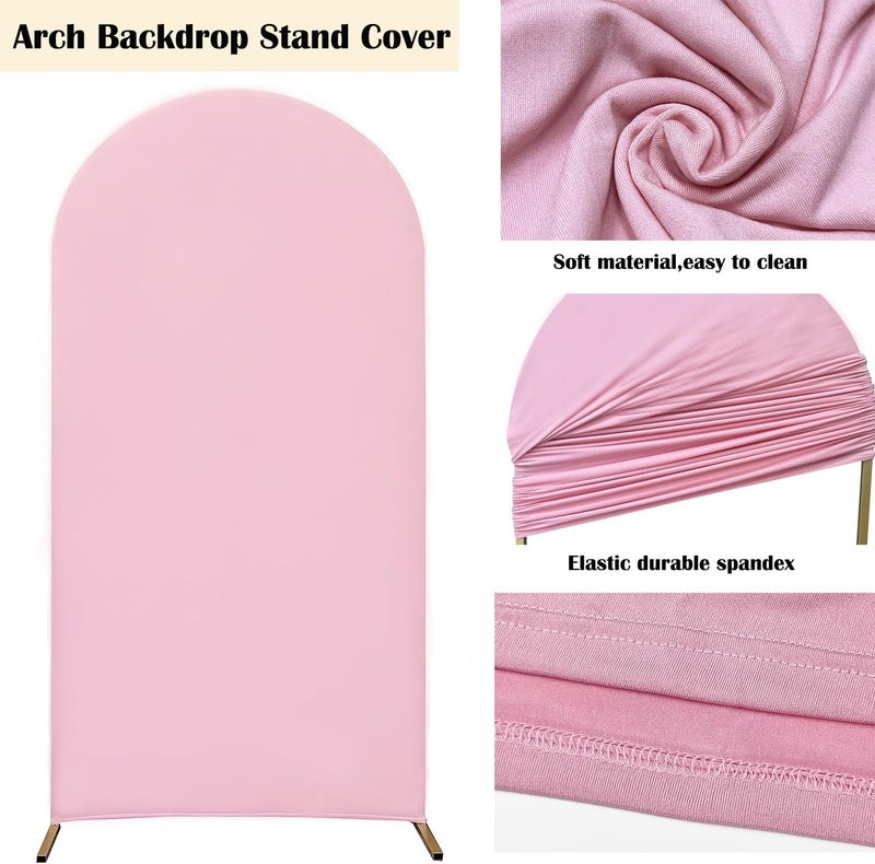 Maiangel 7.2FT Wedding Arch Cover Spandex Fitted Stretchy Arch Stand Covers,2-Sided Round Top Chiara Backdrop Cover for Party Birthday Ceremony Banquet Baby Shower Banquet Arch Decoration(Pink) - Image 4
