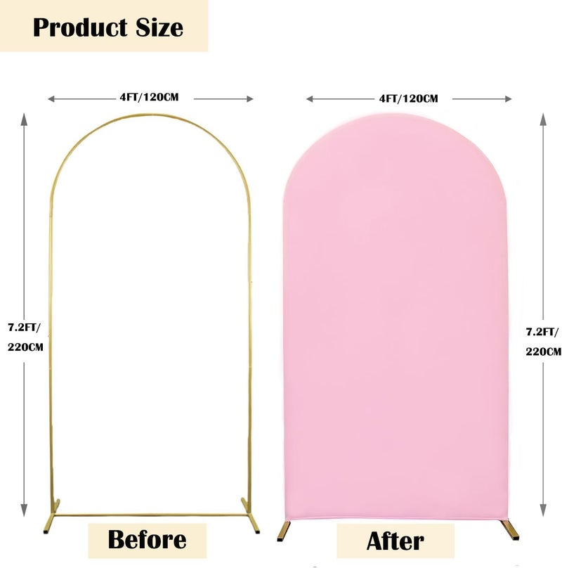 Maiangel 7.2FT Wedding Arch Cover Spandex Fitted Stretchy Arch Stand Covers,2-Sided Round Top Chiara Backdrop Cover for Party Birthday Ceremony Banquet Baby Shower Banquet Arch Decoration(Pink) - Image 2