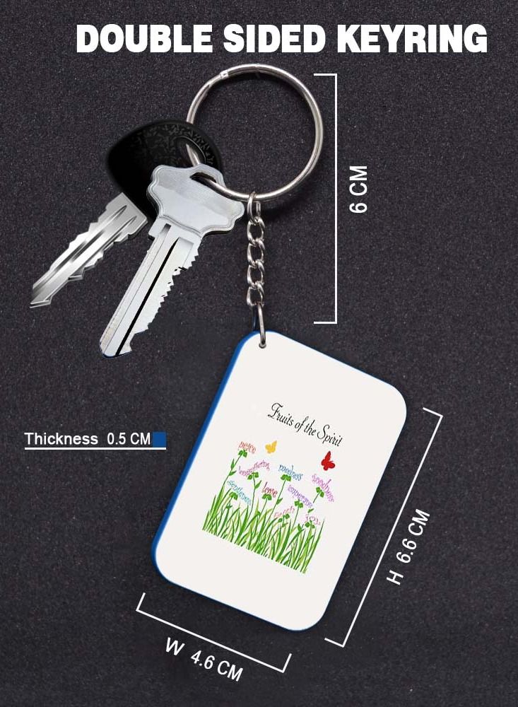 Service Zone Keychain Small Gift To Love One Rectangle Shape With Double Side Print Fruits Of The Spirit 