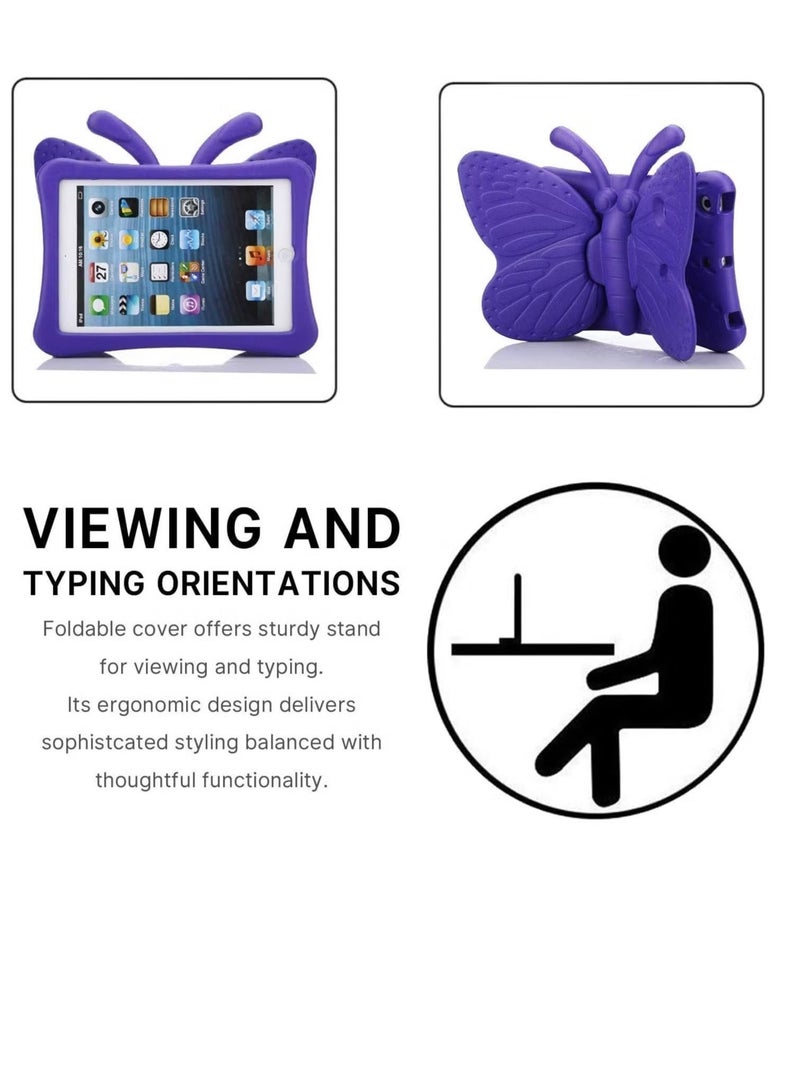 ACLIX iPad 7 10.2 3D Cute Butterfly Case - Light Weight EVA Stand Shockproof Rugged Heavy Duty Kids Friendly Tablet Case for iPad 10.2 iPad 7th Gen iPad (PURPLE) - Image 3