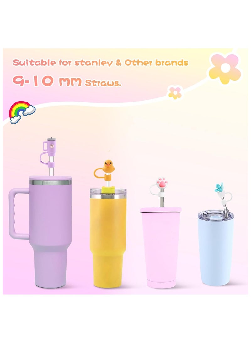 10pcs Straw Cover Cap for Stanley Cup 30&40 Oz, Tumbler Shape Straw Lids Silicone Straw Topper Straw Tips Cover Reusable Straw Plugs Soft Cute Straw Dispenser Tips for 8-10 mm Stanley Cups Straws  - Image 3