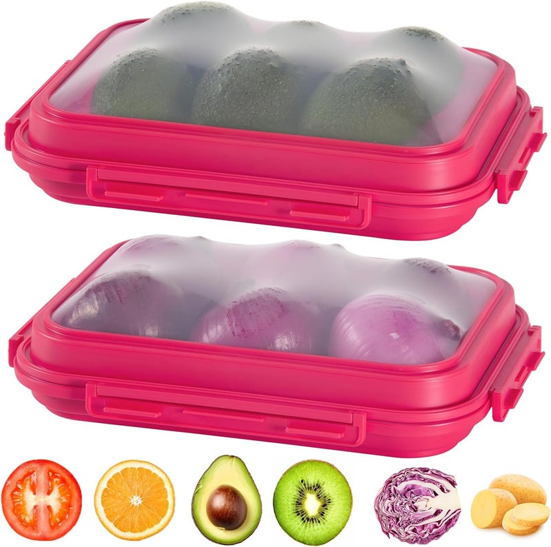 Mage Crab 2-Piece Airtight Food Storage Containers Set – Avocado Saver, Onion Keeper, Silicone Kitchen Organizers for Fridge, Reusable & Leak-Proof to Lock in Freshness K05-Pink - Image 2