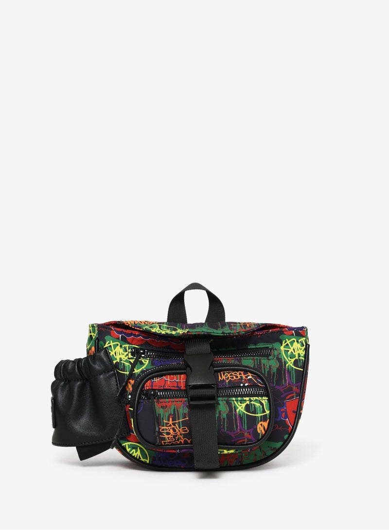Jumping Cliff Jumping Cliff Graff Trail Crossbody Fanny Pack – Unisex Chest & Waist Bag for Travel, Running, Hiking, Walking, Cycling – Urban Graffiti Design, Water-Resistant, Lightweight, Adjustable Strap (15 x 11 x 15 cm, 2.47L, Sustainable Nylon)  - Image 1