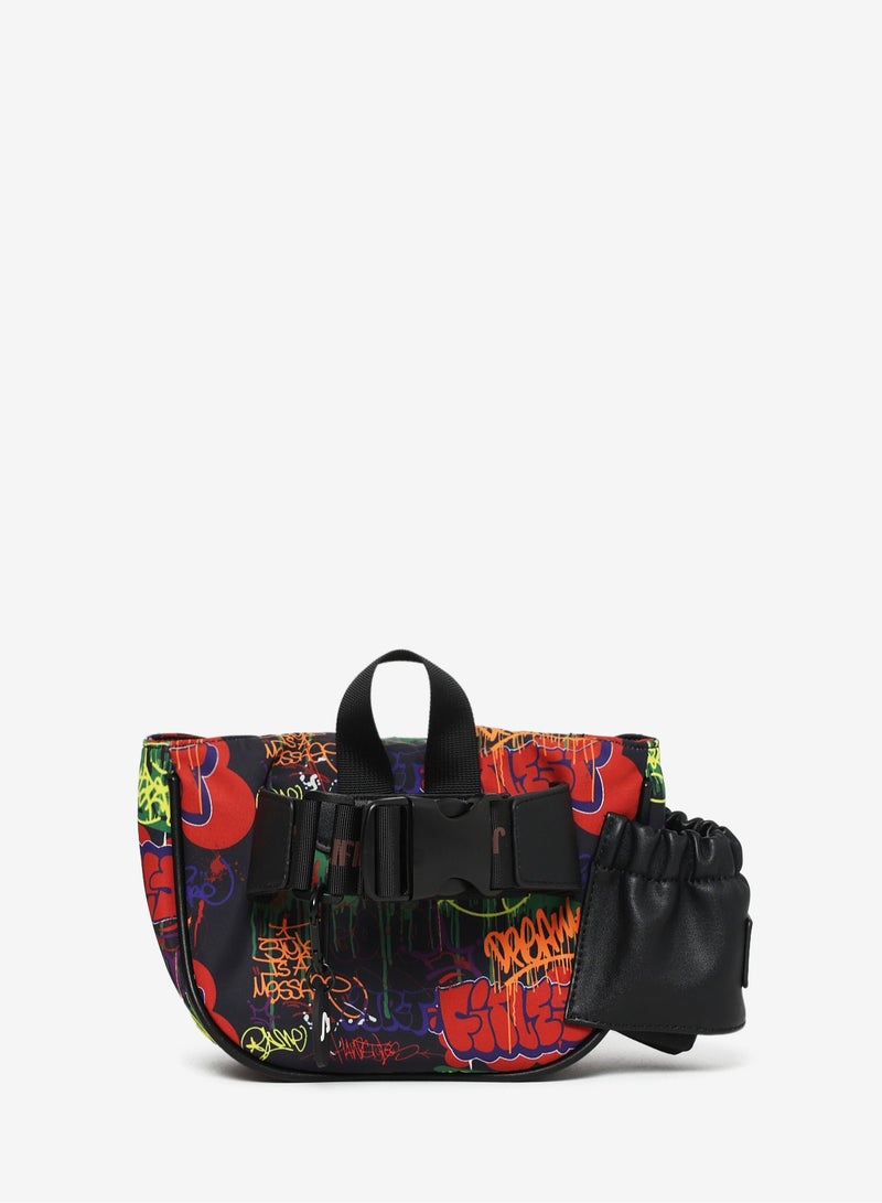 Jumping Cliff Jumping Cliff Graff Trail Crossbody Fanny Pack – Unisex Chest & Waist Bag for Travel, Running, Hiking, Walking, Cycling – Urban Graffiti Design, Water-Resistant, Lightweight, Adjustable Strap (15 x 11 x 15 cm, 2.47L, Sustainable Nylon)  - Image 2