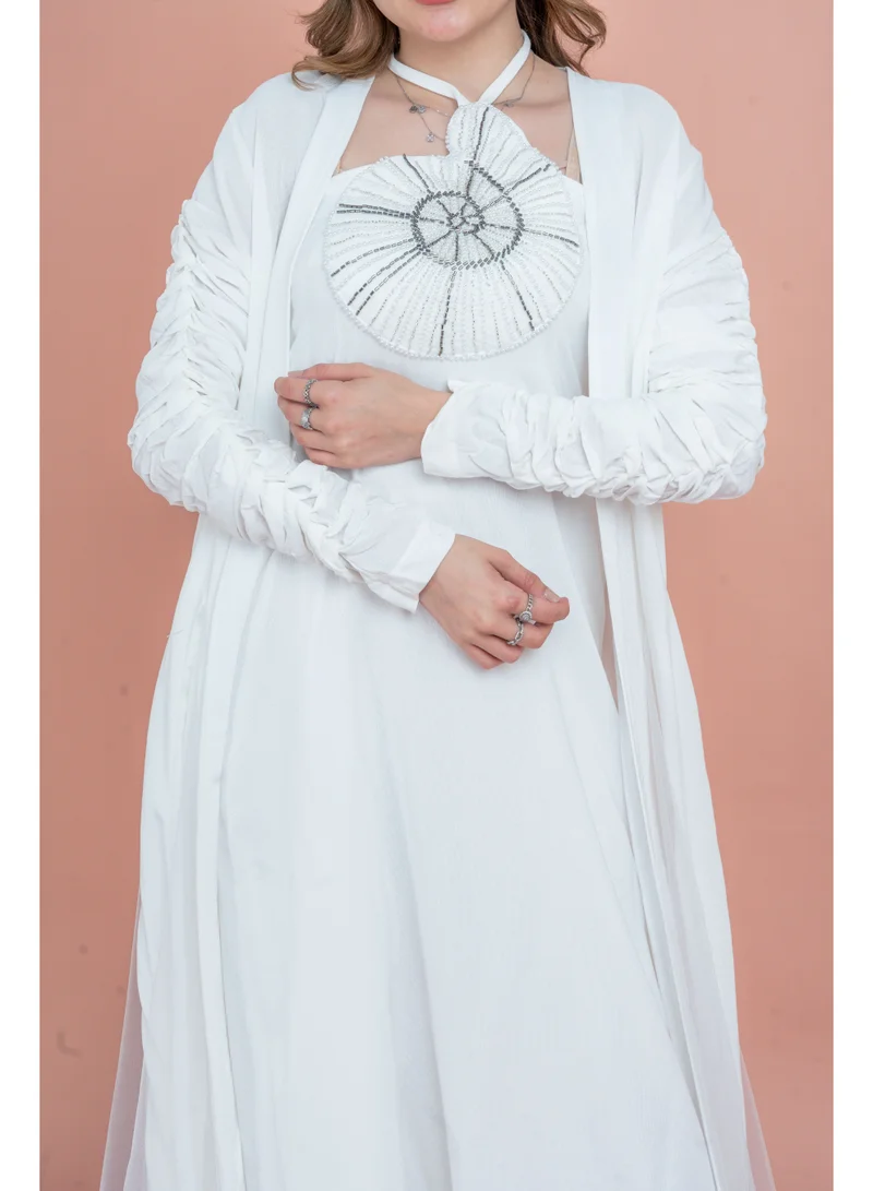 اكسا طقم قطعتين محتشم مميز IK1042 ابيض
