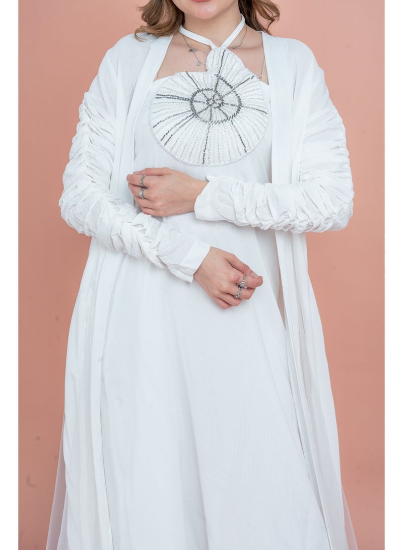 IKKXA Two Pieces Unique Modest Outfit IK1042 White - Image 2