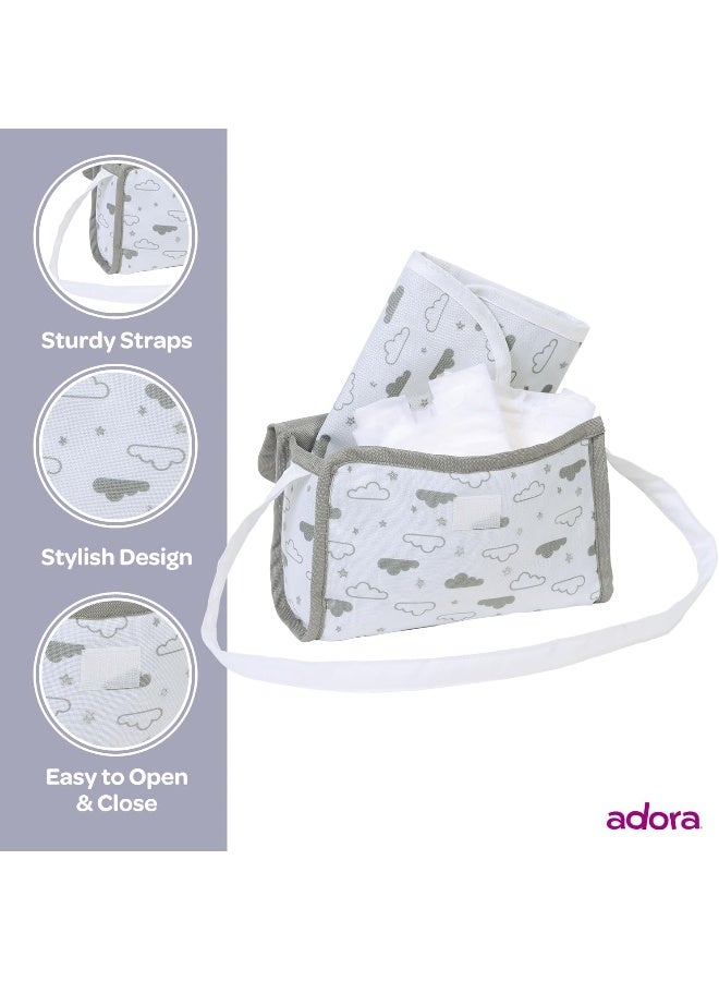 ADORA Baby Doll Diaper Bag with Sturdy Straps, Includes Changing Mat and 2 Doll Diapers (Fits 13" Dolls), Birthday Gift for Ages 3+ - Twinkle Stars - Image 2