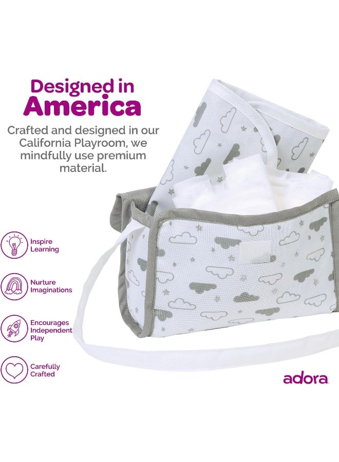 ADORA Baby Doll Diaper Bag with Sturdy Straps, Includes Changing Mat and 2 Doll Diapers (Fits 13" Dolls), Birthday Gift for Ages 3+ - Twinkle Stars - Image 3