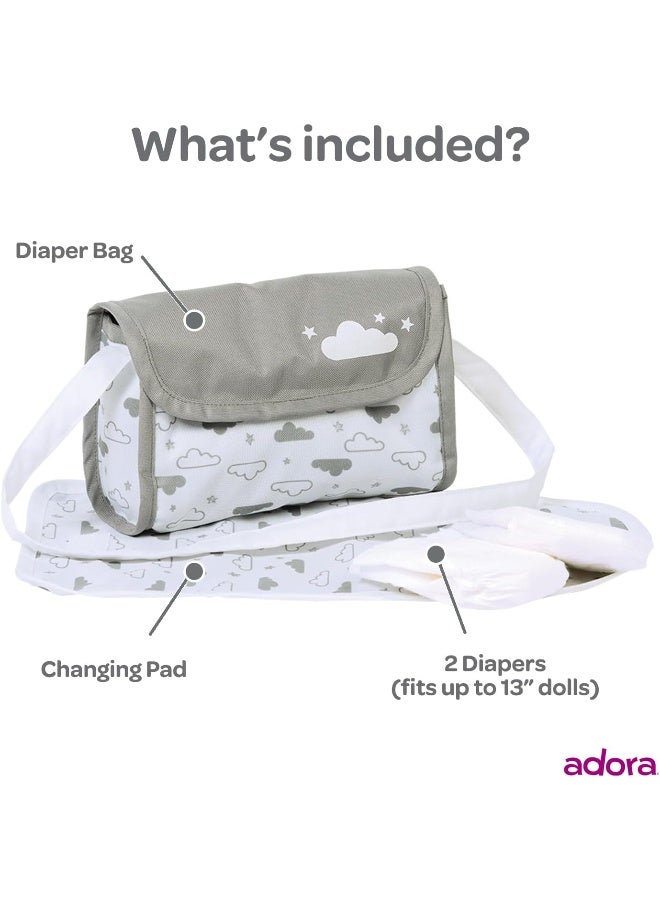 ADORA Baby Doll Diaper Bag with Sturdy Straps, Includes Changing Mat and 2 Doll Diapers (Fits 13" Dolls), Birthday Gift for Ages 3+ - Twinkle Stars - Image 4