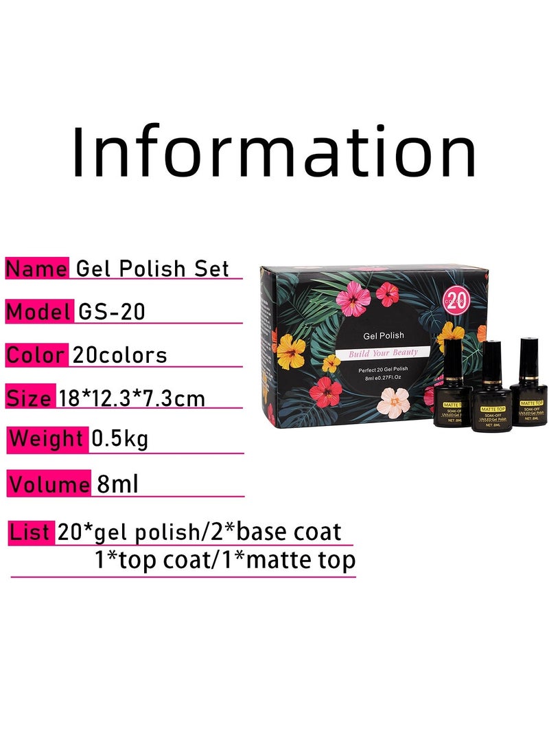 ORiTi Gel Nail Polish Set 20+4 PCS Nude Brown Pink Grey Colors Soak Off Neutral Skin Tone Starter Kit with Glossy Matte Top Base Coat For Nail Art Salon Gifts for Women  #3  - Image 3