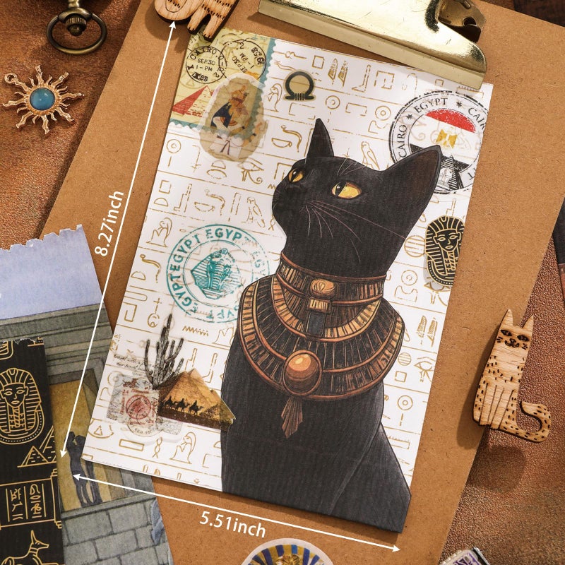 Bomichi Egyptian Theme Sticker Book, 30 Sheets 300+ Pcs Vintage Aesthetics Stickers & 20 Sheets Washi Paper for Journaling Scrapbooking Bullet Journals Planners Letter Card Making - Image 2