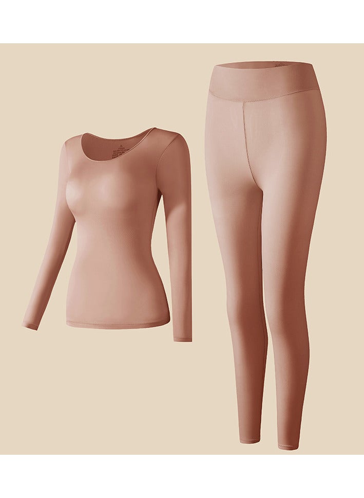 Women seamless thermal stretch underwear ultra-thin not thick set long sleeve top and tights - Image 1