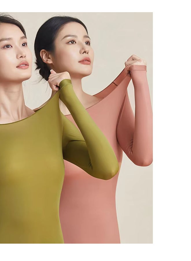 Women seamless thermal stretch underwear ultra-thin not thick set long sleeve top and tights - Image 3