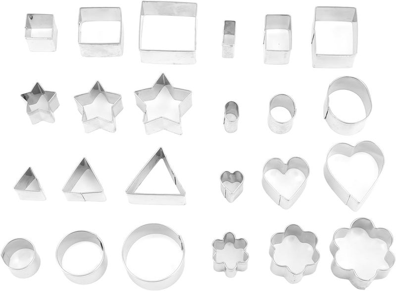 GLOGLOW 24 Pcs Mini Cookie Cutters Set Stainless Steel Geometric Shapes Flower Star Heart Cutters for Baking Cookies Biscuits Pastry Dough with Food Grade Rust Material - Image 2