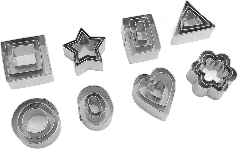 GLOGLOW 24 Pcs Mini Cookie Cutters Set Stainless Steel Geometric Shapes Flower Star Heart Cutters for Baking Cookies Biscuits Pastry Dough with Food Grade Rust Material - Image 3