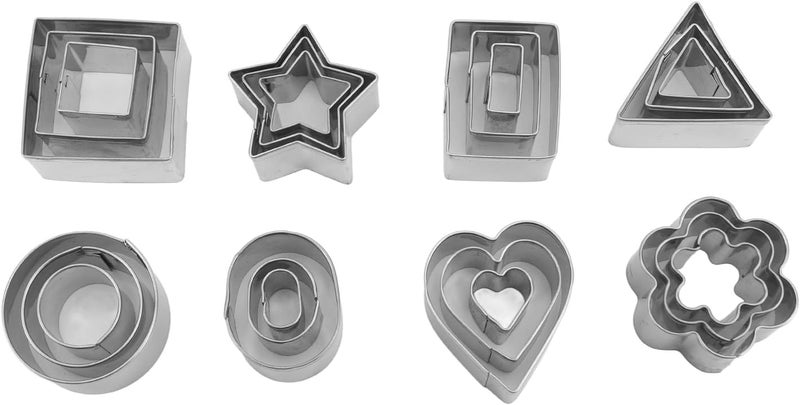 GLOGLOW 24 Pcs Mini Cookie Cutters Set Stainless Steel Geometric Shapes Flower Star Heart Cutters for Baking Cookies Biscuits Pastry Dough with Food Grade Rust Material - Image 4