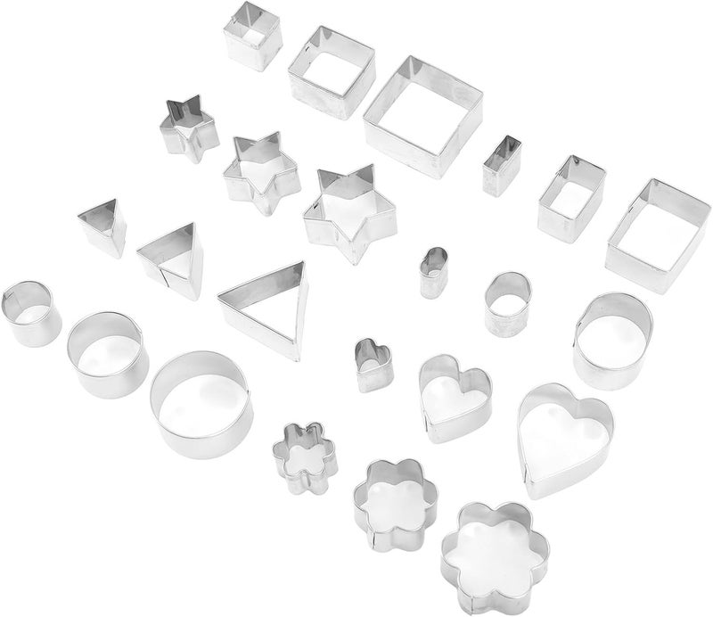 GLOGLOW 24 Pcs Mini Cookie Cutters Set Stainless Steel Geometric Shapes Flower Star Heart Cutters for Baking Cookies Biscuits Pastry Dough with Food Grade Rust Material - Image 5