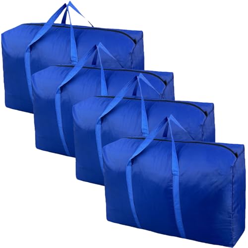 Peyorom 100L Extra Large Storage Bags, Big Moving Bags with Strong Zippers & Carrying Handles, Packing Bags for Moving, Storage, Travel and Camping, Storage Totes For Space Saving (Blue, 4 Pack) - Image 1
