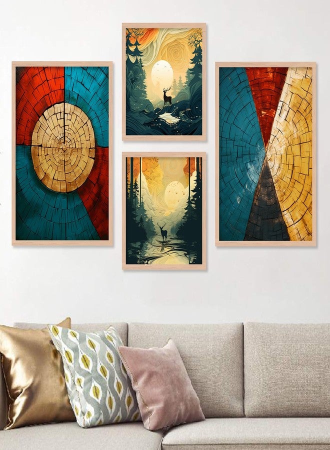 ARTELLY Modern Art Paintings Set of 4 Framed Paintings for Wall Decoration, Bedroom - Decorative Frame For Wall Decor Posters for Living Room - Big Size Wall Paintings Home Gifts Items (Art Deco, 10) - Image 1