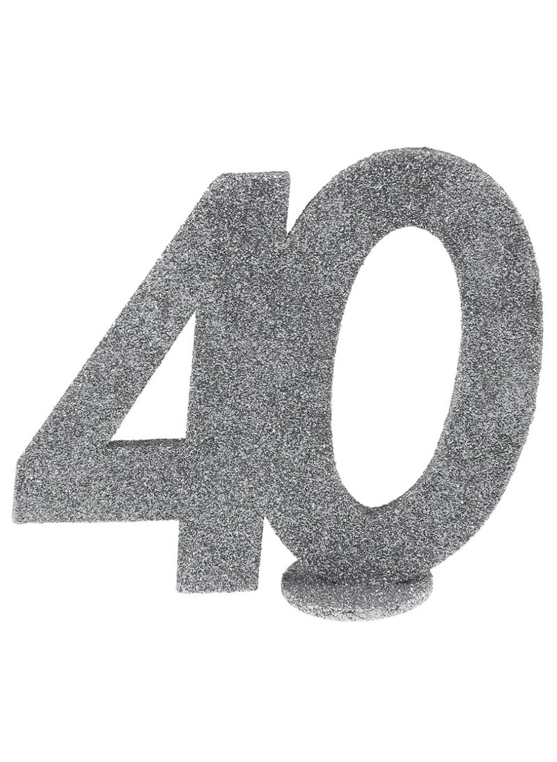 زينة ذكرى عيد الميلاد الأربعين فضية 10×11 سم