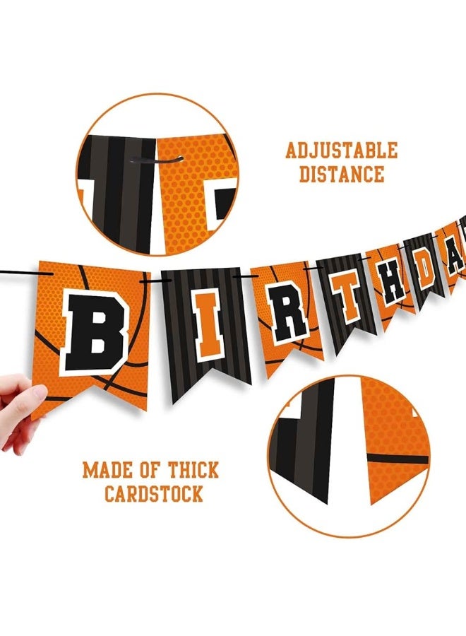 Levfla Basketball Happy Birthday Banner Slam Dunk Party Decoration Supplies Kids Teenagers Boys B-day Photo Prop Pennant Ideas NO DIY Required - Image 1