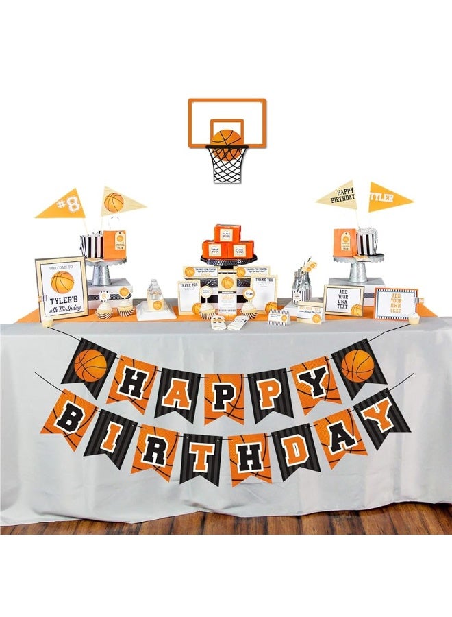 Levfla Basketball Happy Birthday Banner Slam Dunk Party Decoration Supplies Kids Teenagers Boys B-day Photo Prop Pennant Ideas NO DIY Required - Image 5
