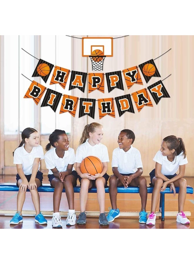 Levfla Basketball Happy Birthday Banner Slam Dunk Party Decoration Supplies Kids Teenagers Boys B-day Photo Prop Pennant Ideas NO DIY Required - Image 4