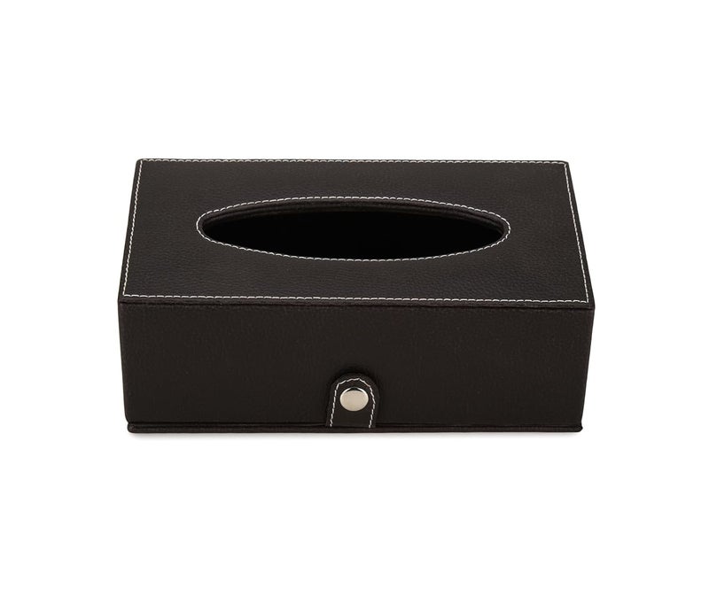 AZYEEA Handcrafted Leather Tissue Holder Tissue Paper Car Tissue Box Paper Napkin Holder Dispenser Organizer Facial Tissue Holder for Car Hotel Home Gift Dinning Table - Black (Rectangle Black) - Image 5