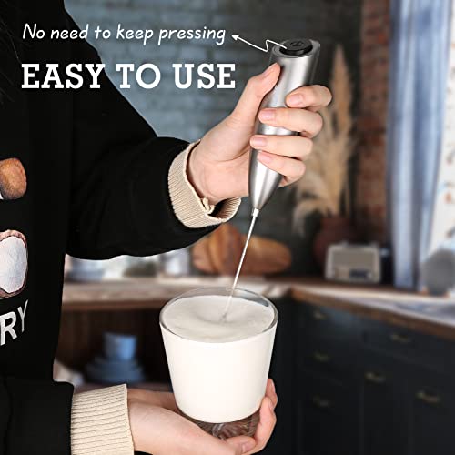SIMPLETaste Milk Frother Handheld Battery Operated Electric Foam Maker, Drink Mixer with Stainless Steel Whisk and Stand for Cappuccino, Bulletproof Coffee, Latte - Image 3