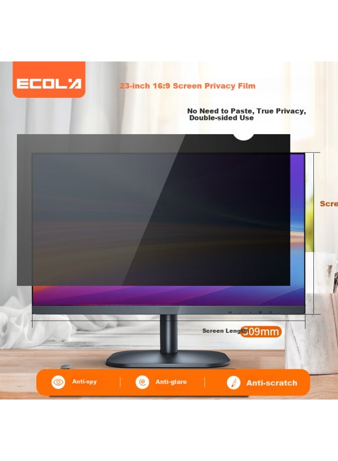 Ecola Computer Privacy Screen Filter For Desktop Monitor Privacy Screen Protector Black 23 Inch 16:9 Screen Pf23 - Image 1