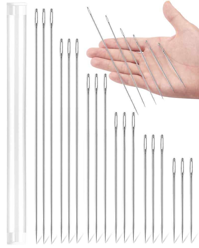 FIVEIZERO 18PCS FIVEIZERO 3"/3.5"/4"/5"/6"/7" Professional Upholstery Needles â€“ Large Sewing Needles, Long Needle for Upholstery and Crafting Project, Big Needle for Leather Repair Stitching and Large Task - Image 1