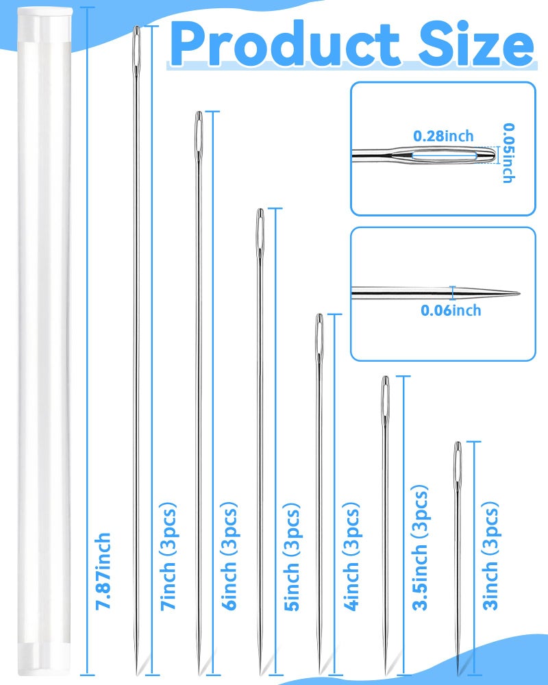 FIVEIZERO 18PCS FIVEIZERO 3"/3.5"/4"/5"/6"/7" Professional Upholstery Needles â€“ Large Sewing Needles, Long Needle for Upholstery and Crafting Project, Big Needle for Leather Repair Stitching and Large Task - Image 2