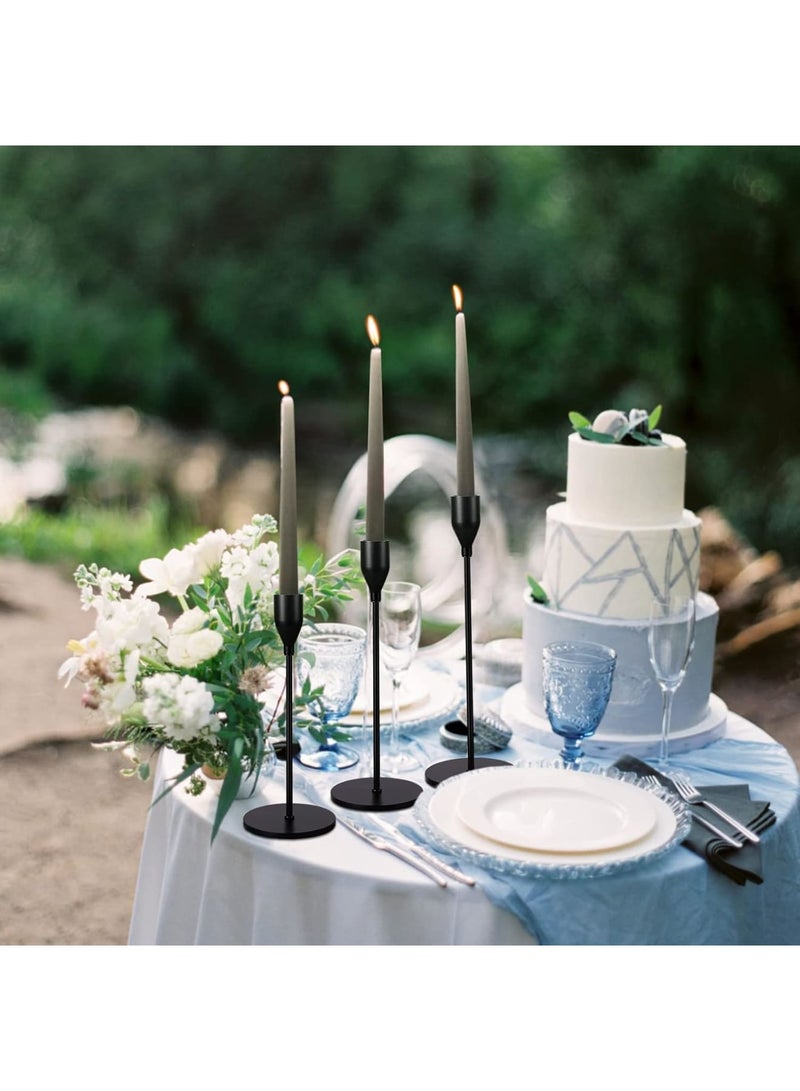 SOLARAE 3 قطع حاملات شموع سوداء غير لامعة لشموع الشمعة، حامل شمعة زخرفي لحفلات الزفاف، العشاء، الحفلات، يناسب شمعة بسمك 3/4 بوصة و شموع LED (حامل شموع معدني) - Image 2