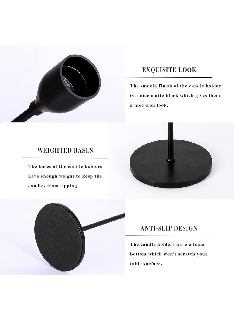 SOLARAE 3 قطع حاملات شموع سوداء غير لامعة لشموع الشمعة، حامل شمعة زخرفي لحفلات الزفاف، العشاء، الحفلات، يناسب شمعة بسمك 3/4 بوصة و شموع LED (حامل شموع معدني) - Image 5