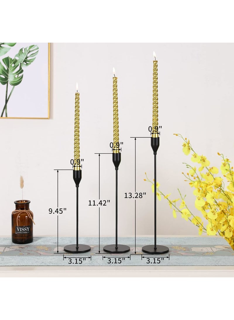 SOLARAE 3 قطع حاملات شموع سوداء غير لامعة لشموع الشمعة، حامل شمعة زخرفي لحفلات الزفاف، العشاء، الحفلات، يناسب شمعة بسمك 3/4 بوصة و شموع LED (حامل شموع معدني) - Image 4
