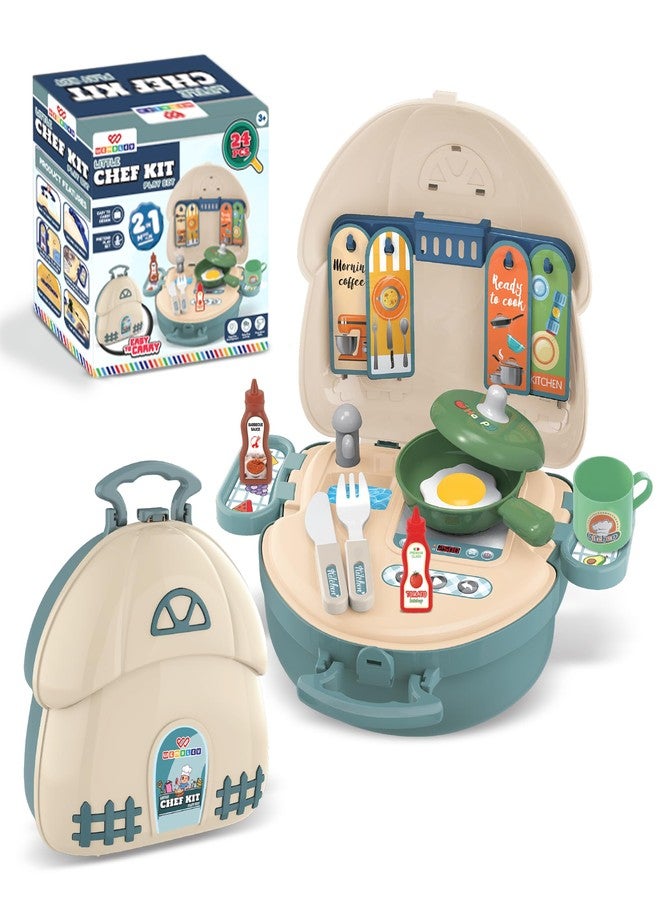 Wembley Kitchen Set for Kids Girl & Boy 2-7 Years Old | Portable Pretend Play Toy for Girls | Mini Kitchen Playset Suitcase | Safe and Non-Toxic | Birthday Gift for Kids Ages 2 to 7 - Image 1