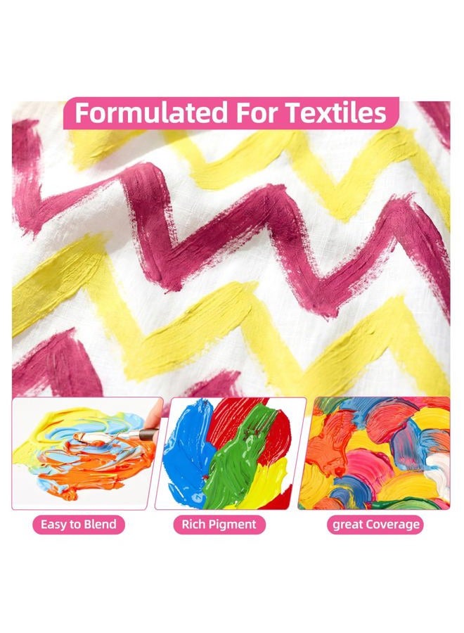 Colorful Fabric Painting Kit with 6 Brushes, 1 Palette, 26 Colors, Waterproof, Permanent Fabric Painting Kit for Adults for Arts on Clothes, Shoes and Canvas - Image 3