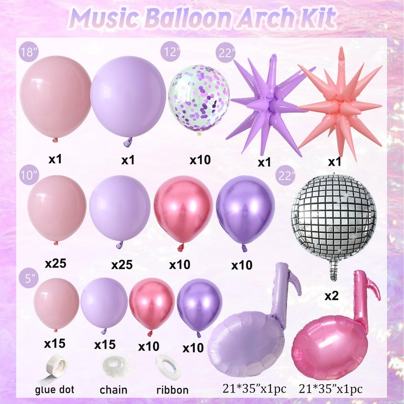 Tesochye K pop Music Hunter Theme Birthday Decorations,Pink and Purple Balloon Garland Arch Kit with Music Note Disco Ball Exploding Star Foil Balloons for K pop Movie Theme Birthday Singer Party Decoration - Image 2