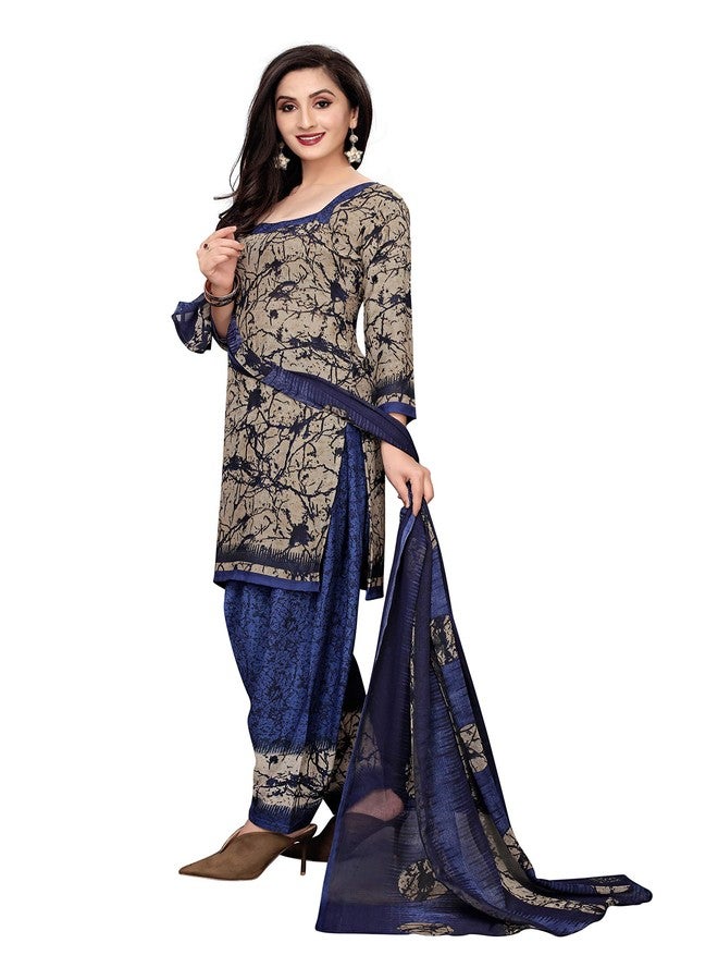 Priyashi Womens Printed Unstiched French Crepe Dress Material(ELEGANT BLUE) - Image 4