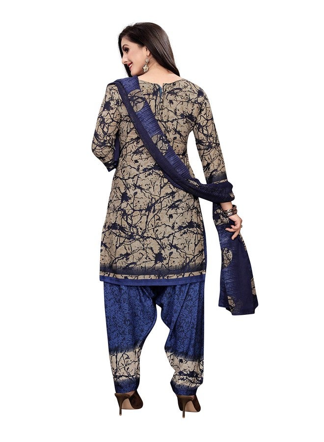 Priyashi Womens Printed Unstiched French Crepe Dress Material(ELEGANT BLUE) - Image 3