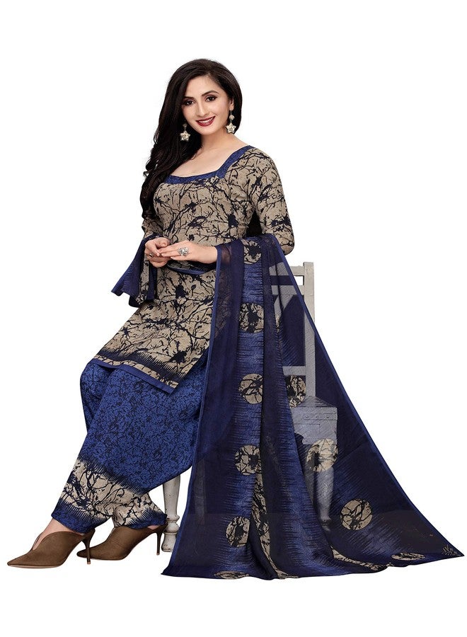 Priyashi Womens Printed Unstiched French Crepe Dress Material(ELEGANT BLUE) - Image 2