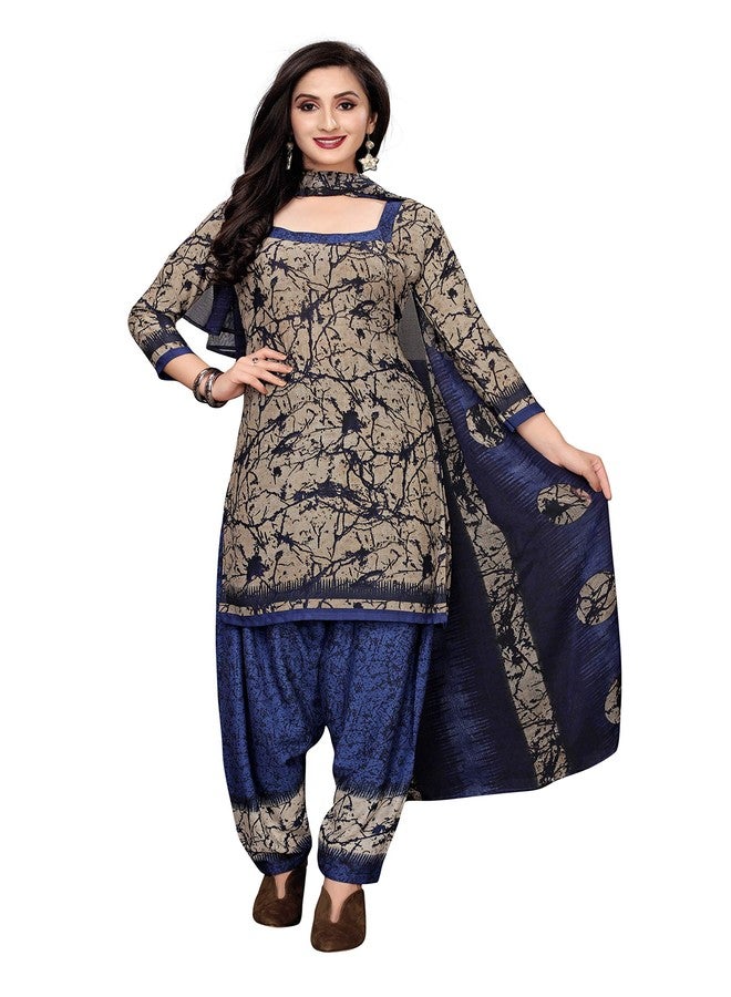 Priyashi Womens Printed Unstiched French Crepe Dress Material(ELEGANT BLUE) - Image 1