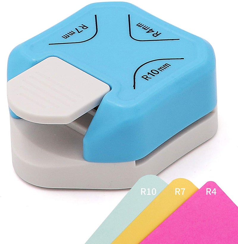3A FEATURETAIL Featuretail 3 in 1 Paper Corner Rounder, Cutter for Crafts, Scrapbooking, Coupon, Label and Photo (Blue, 4MM, 7MM, 10MM 3 Way) - Image 2
