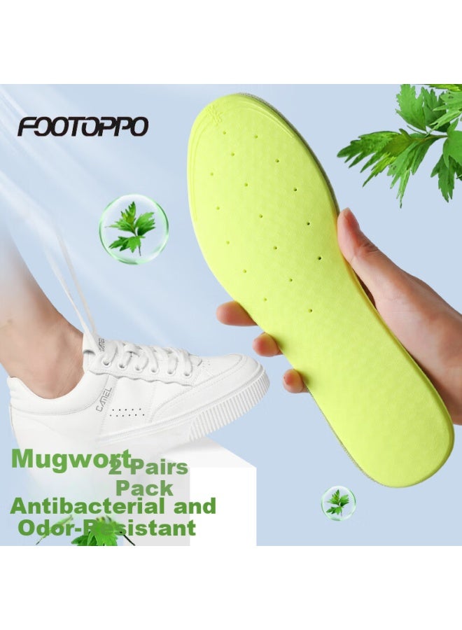 Footoppo Mugwort Antibacterial Deodorant Insoles For Men Summer Sports Odor-removing Sweat-absorbing Breathable High-elastic Shock-absorbing Soft Insoles For Men - Image 1