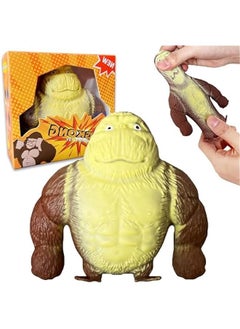 Squishy Monkey Stress Balls for Kids and Adults, Gorilla Squeeze Balls Fidget Toy, Squishy Toys for Party Favors, Birthday - Stretch, Squeeze Large Sand-Filled Animal Toys - Brown