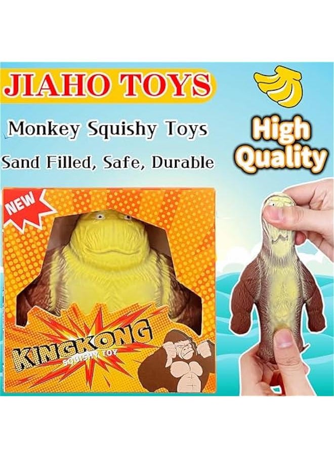 Generic - Squishy Monkey Stress Balls for Kids and Adults, Gorilla Squeeze Balls Fidget Toy, Squishy Toys for Party Favors, Birthday - Stretch, Squeeze Large Sand-Filled Animal Toys - Brown - Image 1