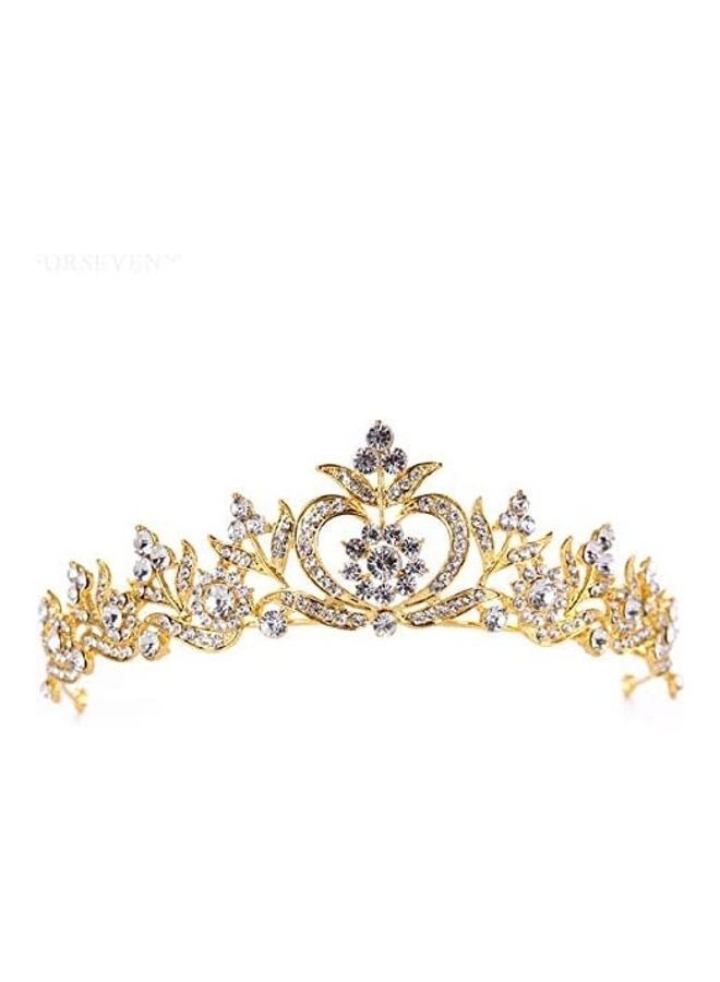 NIBEMINENT Rhinestone Crystal Tiara Gold/Silver 8.46inch