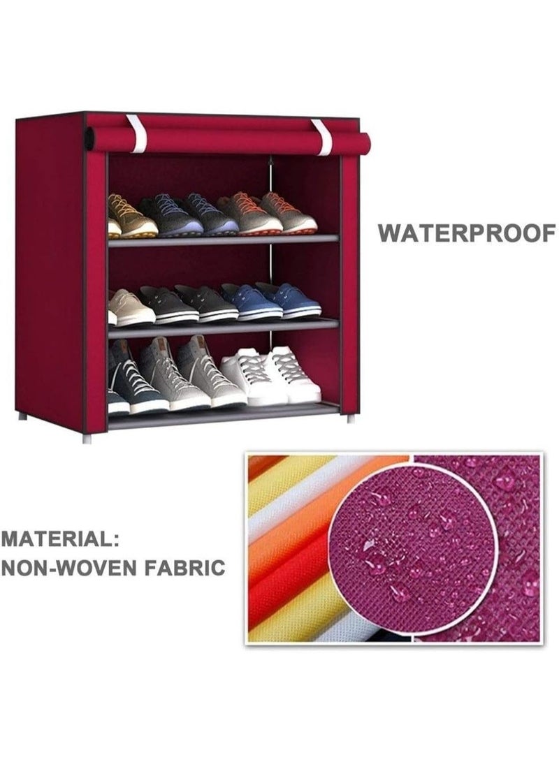 رف أحذية 6 طبقات مع تصميم مقاوم للغبار، رف تخزين قابل للتعديل DIY، قماش سميك مضاد للرطوبة وإطار فولاذي مطل بالزنك، متعدد الألوان للغرفة/الصالة (30x60x90 سم) - Image 5